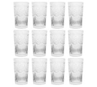 Argon Tableware Amore Highball Drinking Glasses 350ml Pack of 12 Tumblers | Decorative Clear Glassware with Sunflower Design for Cocktails Beer Gin Juice Soda Water Home Bars Dining and Parties