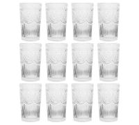Argon Tableware Amore Highball Glasses - 350ml Pack of 12 Decorative Drinking Tumblers - Elegant Sunflower Design Clear Glassware for Cocktails, Beer, Gin, Juice, Soda, Water, Home, Bars & Parties