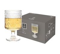 Argon Tableware Amore Ribbed Wine Glasses 270ml - Pack of 24 - Sunflower Motif, Elegant Vertical Ridges, Versatile Glassware for Wine, Cocktails, Soft Drinks & Sparkling Water