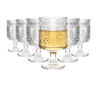 Argon Tableware Amore Ribbed Wine Glasses 270ml - Pack of 6 - Sunflower Motif, Elegant Vertical Ridges, Versatile Glassware for Wine, Cocktails, Soft Drinks & Sparkling Water
