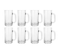 Argon Tableware Beer Mugs Set of 8-540ml Glass Pint Beer Steins with Handle - Heavy Duty Drinking Mugs for Ale Lager & Craft Beer - Durable Soda Lime Glass Pub Style