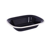 Argon Tableware 18 x 13.5cm Black Enamel Pie Dish with White Rim - Baking Tray, Oven Safe Metal Dish for Pies, Cobblers, Lasagne, Camping, Picnic, Rustic Kitchen Bakeware