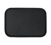 Argon Tableware Black Rectangular Serving Tray 35.5 x 25cm - Reusable Non Slip Rubberized Surface Platter for Food and Drinks - Durable Heat Resistant Stackable Tray for Bars, Restaurants and Home Use