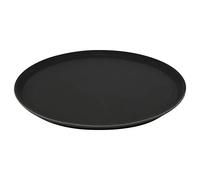 Argon Tableware Black Round Serving Tray 35cm - Reusable Non Slip Rubberized Surface Platter for Food and Drinks - Durable Heat Resistant Stackable Tray for Bars, Restaurants, Cafes and Home Use