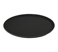 Argon Tableware Black Round Serving Tray 40cm - Reusable Non Slip Rubberized Surface Platter for Food and Drinks - Durable Heat Resistant Stackable Tray for Bars, Restaurants, Cafes and Home Use