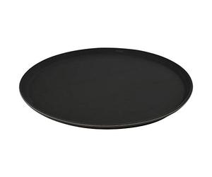 Argon Tableware Black Round Serving Tray 40cm - Reusable Non Slip Rubberized Surface Platter for Food and Drinks - Durable Heat Resistant Stackable Tray for Bars, Restaurants, Cafes and Home Use