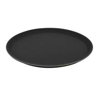 Argon Tableware Black Round Trays - 28cm - Pack of 6 - Reusable Rubberized Surface Non Slip Serving Tray for Serving Food, Drinks at Parties, Bars, Restaurants and Home