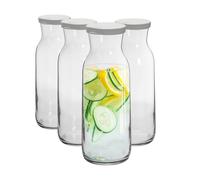 Argon Tableware Brocca Glass Carafes with Silicone Lids - 1.2 Litre - Pack of 4 in Clear Argon Tableware Clear