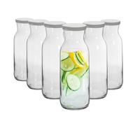 Argon Tableware Brocca Glass Carafes with Silicone Lids - 1.2 Litre - Pack of 6 in Clear Argon Tableware Clear