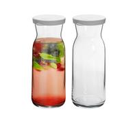 Argon Tableware 2x 700ml Glass Water Jug - 'Brocca' Range - Juice Carafe Decanter with Silicone Lid for Water, Wine, Iced Tea