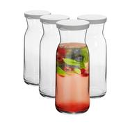 Argon Tableware Brocca Glass Carafes with Silicone Lids - 700ml - Pack of 4 in Clear Argon Tableware Clear