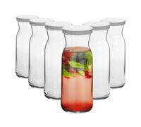 Argon Tableware Brocca Glass Carafes with Silicone Lids - 700ml - Pack of 6 in Clear Argon Tableware Clear
