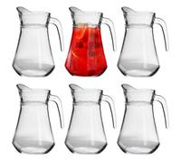 Argon Tableware Brocca Glass Water Jugs - 1.5L - Pack of 6 - Clear Glass Serving Jug Tapered Drinks Pitcher with Handle for Cocktails, Juice, Punch, Soft Drinks, Water