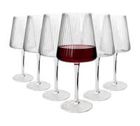 Argon Tableware Chelsea Optic Crystal Red Wine Glasses 630ml - Pack of 6, Lead-Free Crystal Wine Glass Set, Art Deco Design with Optic Detailing, Large Tulip Bowl, Gift Boxed Glassware