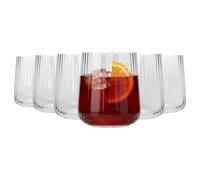 Argon Tableware Chelsea Optic Crystal Tumbler Glasses 500ml - Pack of 6, Lead-Free Crystal Drinking Glass Set, Art Deco Design, Thick Weighted Base, Gift Boxed Glassware
