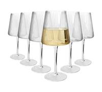Argon Tableware Chelsea Optic Crystal White Wine Glasses 480ml - Pack of 6, Lead-Free Crystal Wine Glass Set, Art Deco Design with Optic Detail, Tulip Bowl, Gift Boxed Glassware