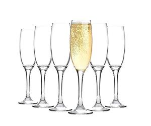 Argon Tableware Classic Champagne Flutes Set of 24-220ml Prosecco & Sparkling Wine Glasses - Elegant Tall Celebration Glassware for Weddings, Parties & Bars - Durable & Dishwasher Safe