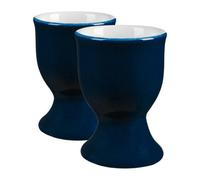 Argon Tableware Coloured Ceramic Egg Cups - Pack of 2 - Navy Modern Style Breakfast Brunch Easy Clean Hard Soft Boiled Eggs Dipping Holder Stand for Breakfast, Brunch