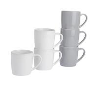 Argon Tableware Coloured Coffee Mugs - 350ml - Grey/White - Pack of 6