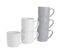 Argon Tableware Coloured Coffee Mugs - 350ml - Grey/White - Pack of 6