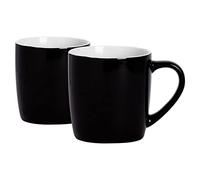 Argon Tableware Coloured Coffee Mugs - Black - 350ml - Pack of 2 - Gloss Stoneware Latte Cappuccino Cups Hot Chocolate Cups Colourful Mug Set with Handle