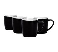 Argon Tableware Coloured Coffee Mugs - Black - 350ml - Pack of 4 - Gloss Ceramic Stoneware Latte Cappuccino Cups Hot Chocolate Cups Colourful Mug Set with Handle