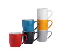 Argon Tableware Coloured Coffee Mugs - Colour & Shade - 350ml - Pack of 6 - Gloss Ceramic Stoneware Latte Cappuccino Cups Hot Chocolate Cups Colourful Mug Set with Handle