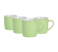 Argon Tableware Coloured Coffee Mugs - Green - 350ml - Pack of 4 - Gloss Ceramic Stoneware Latte Cappuccino Cups Hot Chocolate Cups Colourful Mug Set with Handle