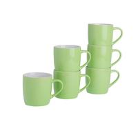 Argon Tableware Coloured Coffee Mugs - Green - 350ml - Pack of 6 - Gloss Stoneware Latte Cappuccino Cups Hot Chocolate Cups Colourful Mug Set with Handle