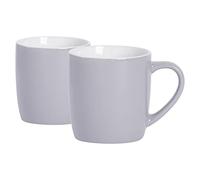 Argon Tableware Coloured Coffee Mugs - Grey - 350ml - Pack of 2 - Gloss Stoneware Latte Cappuccino Cups Hot Chocolate Cups Colourful Mug Set with Handle