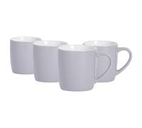 Argon Tableware Coloured Coffee Mugs - Grey - 350ml - Pack of 4 - Gloss Ceramic Stoneware Tea Mugs Latte Cappuccino Cups Hot Chocolate Cups Colourful Mug Set with Handle