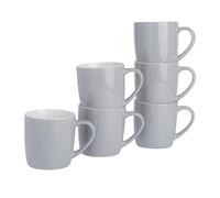 Argon Tableware Coloured Coffee Mugs - Grey - 350ml - Pack of 6 - Gloss Stoneware Latte Cappuccino Cups Hot Chocolate Cups Colourful Mug Set with Handle