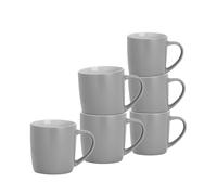 Argon Tableware Coloured Coffee Mugs - Matte Grey - 350ml - Pack of 6 - Matt Stoneware Latte Cappuccino Cups Hot Chocolate Cups Colourful Mug Set with Handle