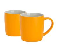 Argon Tableware Coloured Coffee Mugs - Matte Yellow - 350ml - Pack of 2 - Matt Stoneware Latte Cappuccino Cups Hot Chocolate Cups Colourful Mug Set with Handle