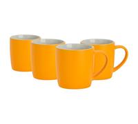 Argon Tableware Coloured Coffee Mugs - Matte Yellow - 350ml - Pack of 4 - Matt Ceramic Stoneware Latte Cappuccino Cups Hot Chocolate Cups Colourful Mug Set with Handle