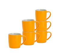 Argon Tableware Coloured Coffee Mugs - Matte Yellow - 350ml - Pack of 6 - Matt Stoneware Latte Cappuccino Cups Hot Chocolate Cups Colourful Mug Set with Handle