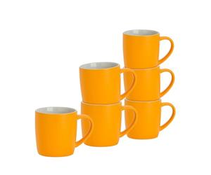 Argon Tableware Coloured Coffee Mugs - Matte Yellow - 350ml - Pack of 6 - Matt Stoneware Latte Cappuccino Cups Hot Chocolate Cups Colourful Mug Set with Handle