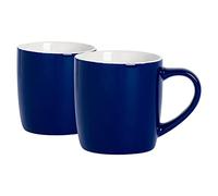 Argon Tableware Coloured Coffee Mugs - Navy - 350ml - Pack of 2 - Gloss Ceramic Stoneware Latte Cappuccino Cups Hot Chocolate Cups Colourful Mug Set with Handle