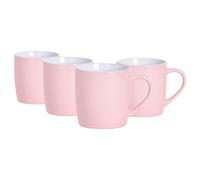 Argon Tableware Coloured Coffee Mugs - Pink - 350ml - Pack of 4 - Gloss Stoneware Latte Cappuccino Cups Hot Chocolate Cups Colourful Mug Set with Handle