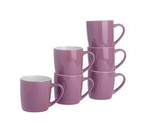 Argon Tableware Coloured Coffee Mugs - Purple - 350ml - Pack of 6 - Gloss Ceramic Stoneware Latte Cappuccino Cups Hot Chocolate Cups Colourful Mug Set with Handle