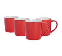 Argon Tableware Coloured Coffee Mugs - Red - 350ml - Pack of 4 - Gloss Ceramic Stoneware Latte Cappuccino Cups Hot Chocolate Cups Colourful Mug Set with Handle