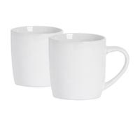 Argon Tableware Coloured Coffee Mugs - White - 350ml - Pack of 2 - Gloss Stoneware Latte Cappuccino Cups Hot Chocolate Cups Colourful Mug Set with Handle
