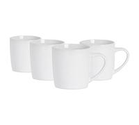 Argon Tableware Coloured Coffee Mugs - White - 350ml - Pack of 4 - Gloss Ceramic Stoneware Latte Cappuccino Cups Hot Chocolate Cups Colourful Mug Set with Handle