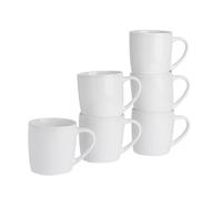 Argon Tableware Coloured Coffee Mugs - White - 350ml - Pack of 6 - Gloss Ceramic Stoneware Latte Cappuccino Cups Hot Chocolate Cups Colourful Mug Set with Handle
