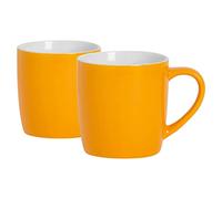 Argon Tableware Coloured Coffee Mugs - Yellow - 350ml - Pack of 2 - Gloss Ceramic Stoneware Latte Cappuccino Cups Hot Chocolate Cups Colourful Mug Set with Handle