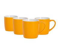 Argon Tableware Coloured Coffee Mugs - Yellow - 350ml - Pack of 4 - Gloss Ceramic Stoneware Latte Cappuccino Cups Hot Chocolate Cups Colourful Mug Set with Handle