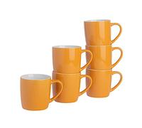 Argon Tableware Coloured Coffee Mugs - Yellow - 350ml - Pack of 6 - Gloss Ceramic Stoneware Latte Cappuccino Cups Hot Chocolate Cups Colourful Mug Set with Handle