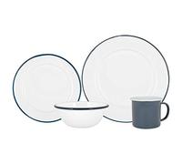 Argon Tableware Coloured Dinnerware Set - 16-Piece - Blue Dinner Set Lightweight Camping Dinner Plates, Pasta Bowls, Coffee Mugs and Side Plates Dining Set