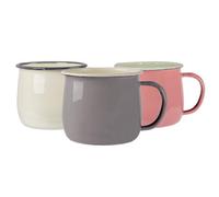 Argon Tableware Enamel Belly Mugs - 375ml - 3 Colours - Set of 6 Metal Drinking Cups Coffee Teacup Mug Set Hot, Cold Drinks Cups for Home, Kitchen, Dining, Travel, Camping, Hiking & Outdoor Use