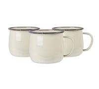 Argon Tableware Enamel Belly Mugs - 375ml - Cream/Grey - Set of 12 Metal Drinking Cups Coffee Teacup Mug Set Hot, Cold Drinks Cups for Home, Kitchen, Dining, Travel, Camping, Hiking & Outdoor Use